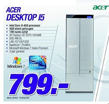 Promoties Desktop - Acer - Geldig van 06/12/2010 tot 04/01/2011 bij Aksioma