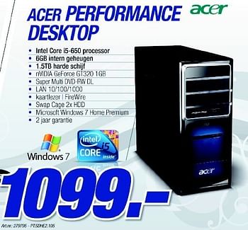 Promoties Performance desktop - Acer - Geldig van 06/12/2010 tot 04/01/2011 bij Aksioma