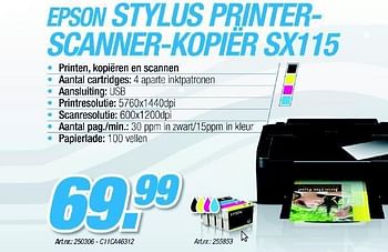 Promoties Stylus printer-scanner-kopier  - Epson - Geldig van 06/12/2010 tot 04/01/2011 bij Aksioma