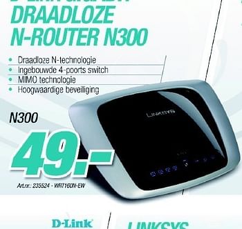 Promotions Draadloze n-router - Linksys - Valide de 06/12/2010 à 04/01/2011 chez Aksioma