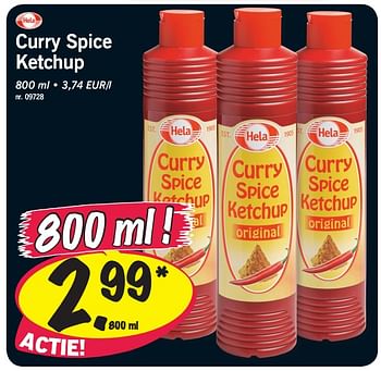 Promoties Curry spice ketchup - Hela - Geldig van 06/12/2010 tot 08/12/2010 bij Lidl