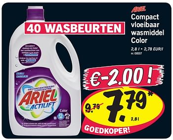 Promoties Compact vloeibaar wasmiddel color - Ariel - Geldig van 06/12/2010 tot 08/12/2010 bij Lidl