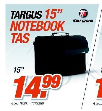 Promotions Notebook tas - Targus - Valide de 06/12/2010 à 04/01/2011 chez CBM ICT Solutions