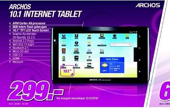 Promoties Internet tablet - Archos - Geldig van 06/12/2010 tot 04/01/2011 bij CBM ICT Solutions