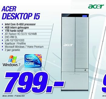 Promotions Desktop - Acer - Valide de 06/12/2010 à 04/01/2011 chez CBM ICT Solutions