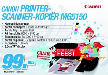 Promotions Printer-scanner-kopier - Canon - Valide de 06/12/2010 à 04/01/2011 chez CBM ICT Solutions