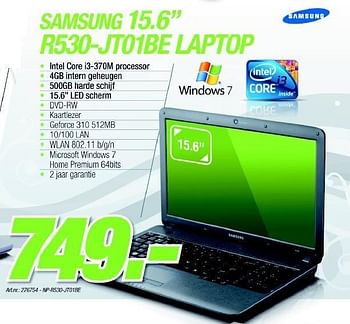 Promotions Laptop - Samsung - Valide de 06/12/2010 à 04/01/2011 chez Van Roey Automation