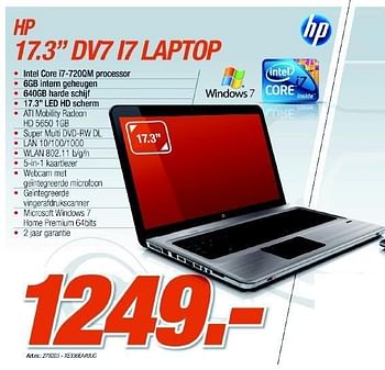Promoties I7 laptop - HP - Geldig van 06/12/2010 tot 04/01/2011 bij Van Roey Automation