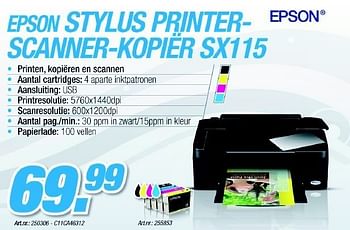 Promotions Stylus printer-scanner-kopier - Epson - Valide de 06/12/2010 à 04/01/2011 chez Van Roey Automation