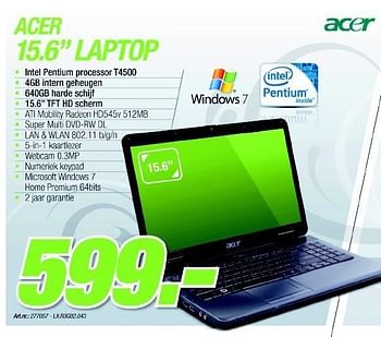 Promoties Laptop - Acer - Geldig van 06/12/2010 tot 04/01/2011 bij VCD