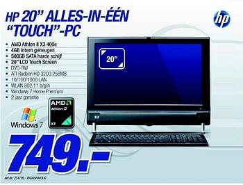 Promotions Alles-in-een touch - pc - HP - Valide de 06/12/2010 à 04/01/2011 chez VCD