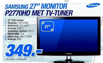 Promotions Monitor met tv-tuner - Samsung - Valide de 06/12/2010 à 04/01/2011 chez VCD