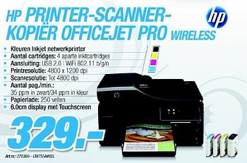 Promoties Printer-scanner-kopier officejet pro wireless - HP - Geldig van 06/12/2010 tot 04/01/2011 bij VCD