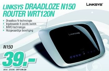 Promotions Draadloze n150 router - Linksys - Valide de 06/12/2010 à 04/01/2011 chez VCD