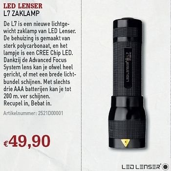 Promotions L7 zaklamp - LED Lenser - Valide de 08/12/2010 à 31/12/2010 chez A.S.Adventure