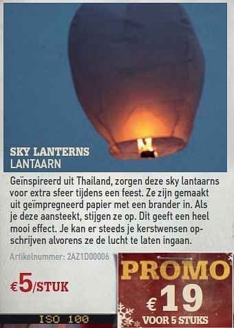 Promoties Lantaarn - Sky Lanterns - Geldig van 08/12/2010 tot 31/12/2010 bij A.S.Adventure