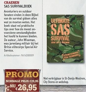 Promoties Sas survivalboek - Craenen - Geldig van 08/12/2010 tot 31/12/2010 bij A.S.Adventure