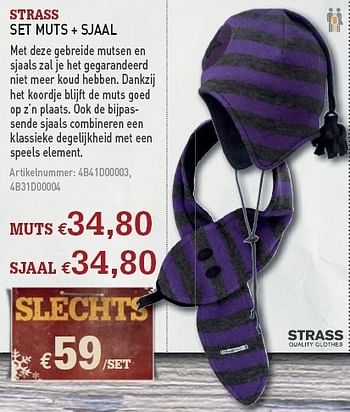 Promoties Set muts+sjaal - Strass - Geldig van 08/12/2010 tot 31/12/2010 bij A.S.Adventure