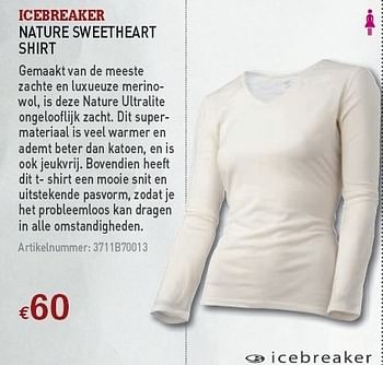 Promoties Nature sweet heart shirt - Icebreaker - Geldig van 08/12/2010 tot 31/12/2010 bij A.S.Adventure