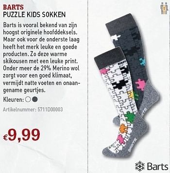 Promoties Puzzle kids sokken - Barts - Geldig van 08/12/2010 tot 31/12/2010 bij A.S.Adventure
