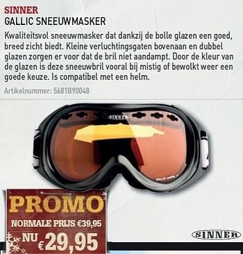 Promoties Gallic sneeuwmasker - Sinner - Geldig van 08/12/2010 tot 31/12/2010 bij A.S.Adventure