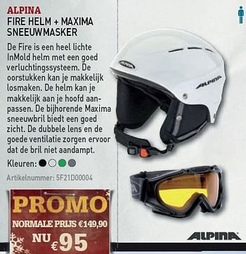 Promoties Fire helm+maxima sneeuwmasker - Alpine - Geldig van 08/12/2010 tot 31/12/2010 bij A.S.Adventure