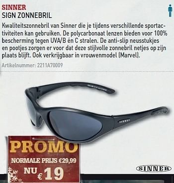 Promoties Sign zonnebril - Sinner - Geldig van 08/12/2010 tot 31/12/2010 bij A.S.Adventure