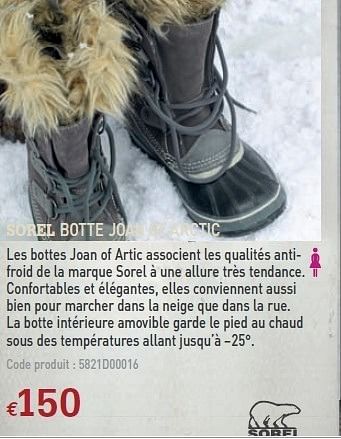 Promotions BOTTE JOAN OF ARCTIC - Sorel - Valide de 08/12/2010 à 31/12/2010 chez A.S.Adventure