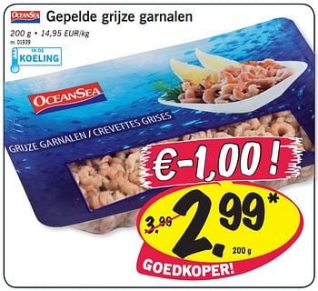 Promoties Gepelde grijze garnalen - OceanSEa - Geldig van 09/12/2010 tot 11/12/2010 bij Lidl
