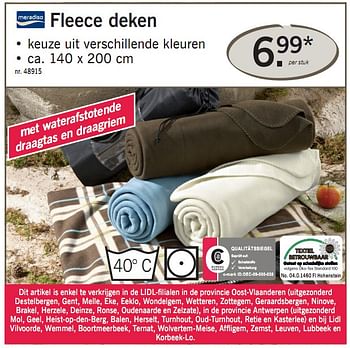 Promoties Fleece deken - Meradiso - Geldig van 09/12/2010 tot 11/12/2010 bij Lidl