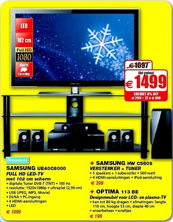 Samsung Full led-tv+versterker + tuner+designmeubel voor lcd- en plasma-tv - Promotie bij Photo Hall