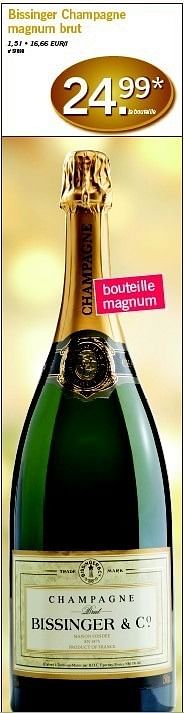 Champagne Bissinger Champagne magnum brut - En promotion chez Lidl