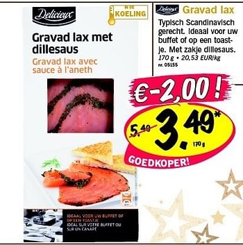 Promoties Gravad lax met dillesaus - Delicieux - Geldig van 22/12/2010 tot 24/12/2010 bij Lidl