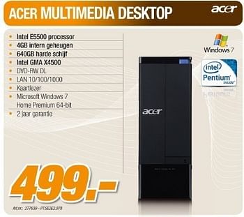 Promoties Desktop - Acer - Geldig van 05/01/2011 tot 22/01/2011 bij Auva