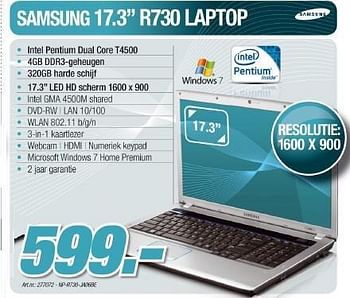 Promoties Laptop - Samsung - Geldig van 05/01/2011 tot 22/01/2011 bij Auva