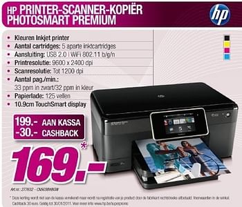 Promoties Printer-scanner-koier photosmart premium - HP - Geldig van 05/01/2011 tot 22/01/2011 bij Auva