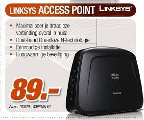 Promoties Access point - Linksys - Geldig van 05/01/2011 tot 22/01/2011 bij Auva