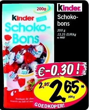 Promotions Schokobons - Kinder - Valide de 20/01/2011 à 22/01/2011 chez Lidl