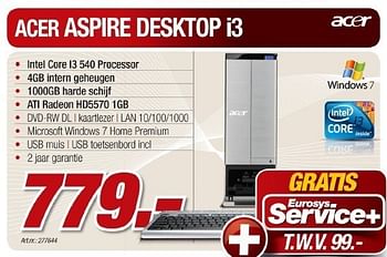 Promoties Aspire desktop i3 - intel core i3 540 processor - Acer - Geldig van 02/02/2011 tot 26/02/2011 bij Auva