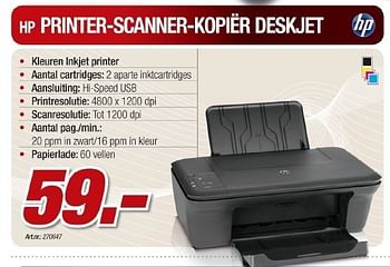 Promoties Printer-scanner-kopier deskjet - HP - Geldig van 02/02/2011 tot 26/02/2011 bij Auva