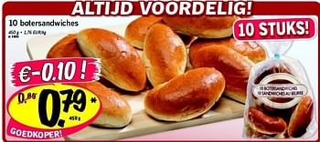 Promoties 10 botersandwiches - Bakkerij - Geldig van 24/02/2011 tot 26/02/2011 bij Lidl