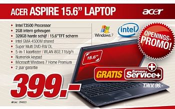 Promotions Aspire laptop - Acer - Valide de 08/03/2011 à 07/04/2011 chez Auva