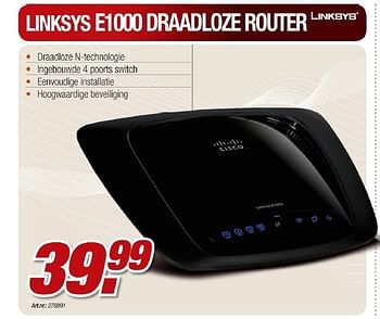 Promotions Draadloze router - Linksys - Valide de 08/03/2011 à 07/04/2011 chez Auva