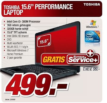 Promoties Performance laptop - Toshiba - Geldig van 08/03/2011 tot 07/04/2011 bij Auva