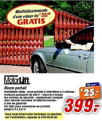 Promoties Ouvre-portail - MotorLift - Geldig van 09/03/2011 tot 22/03/2011 bij Makro