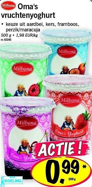 Promoties Oma`s vruchtenyoghurt - Milbona - Geldig van 17/03/2011 tot 19/03/2011 bij Lidl