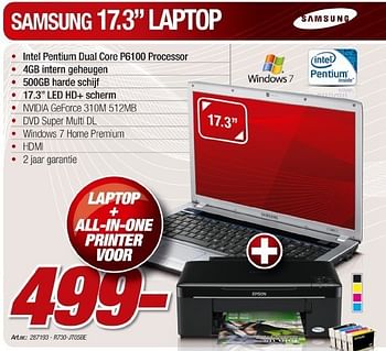 Promoties Laptop - Samsung - Geldig van 23/03/2011 tot 16/04/2011 bij Auva