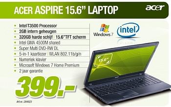 Promoties Laptop - Acer - Geldig van 23/03/2011 tot 16/04/2011 bij Auva