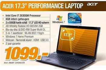 Promotions Performance laptop - Acer - Valide de 23/03/2011 à 16/04/2011 chez Auva