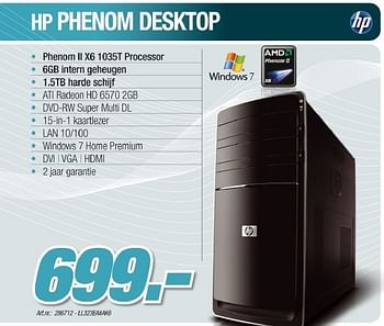 Promoties Phenom desktop - HP - Geldig van 23/03/2011 tot 16/04/2011 bij Auva